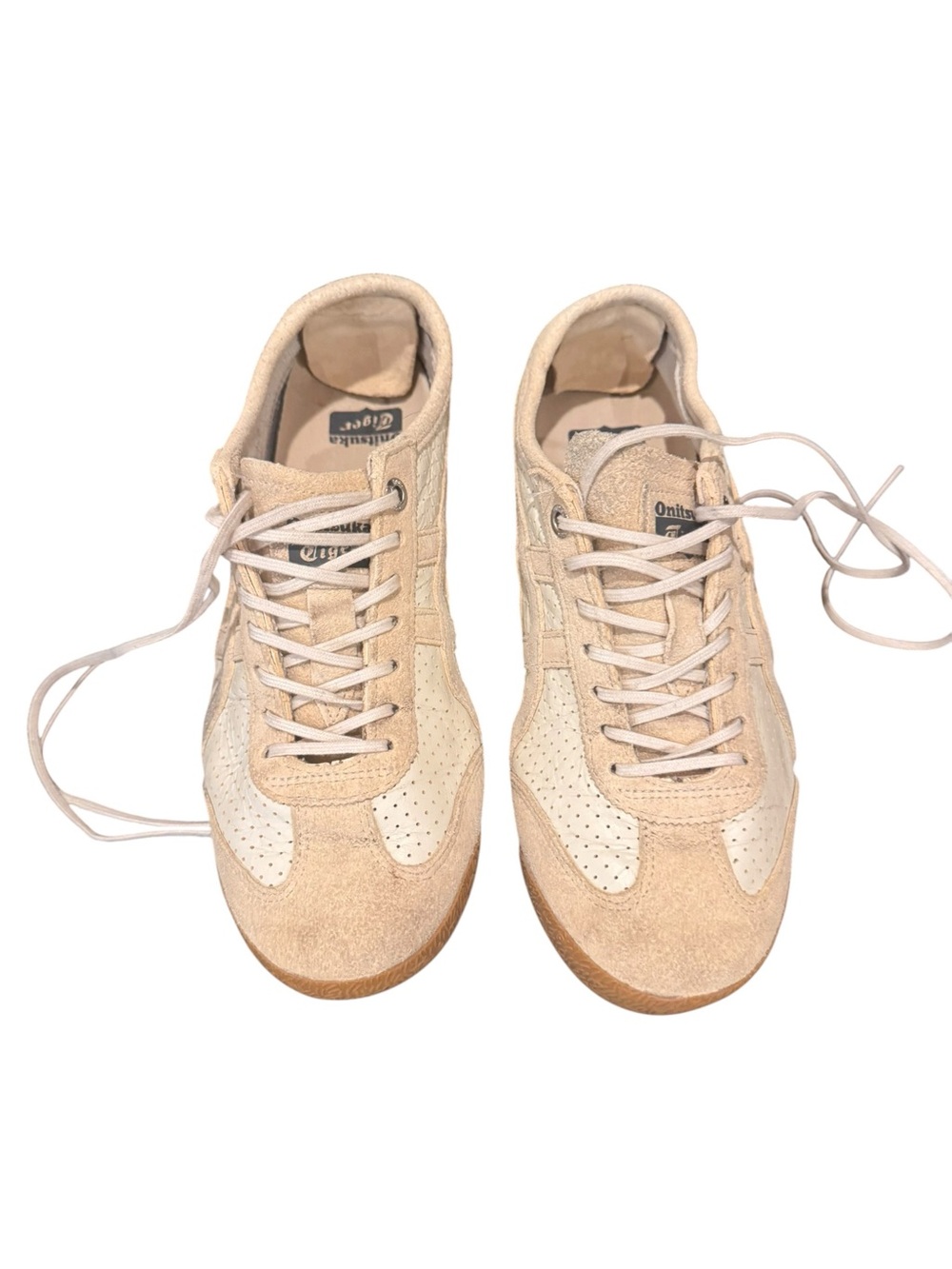 Onitsuka Tiger by Asics Women's Light Beige Suede & Leather Sneakers Sz 4